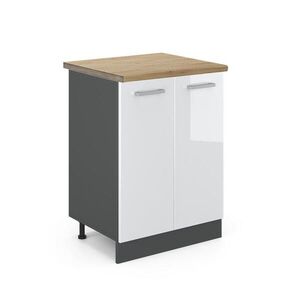 Vicco SPODNÍ SKŘÍŇKA KUCHYŇSKÉ LINKY R-Line Bílá vysoký lesk 60 cm , PD Dub obraz