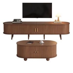STILVORA OBÝVACÍ SET v ořechové barvě se zásuvkami a teleskopickými dvířky do obýváku, 175×40×42 cm obraz
