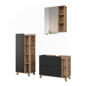 Vicco KOUPELNOVÝ NÁBYTEK Karen, Antracit/Sonoma, 3dílná obraz