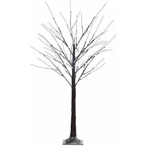 HOMCOM 150 cm umělý strom, bříza s 96 LED diodami, umělý sníh na párty, hnědý obraz