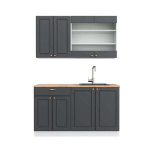 Vicco JEDNOTKOVÁ KUCHYNĚ Fame-Line Antracitově zlatá/bílá 140 cm , PD Dub obraz