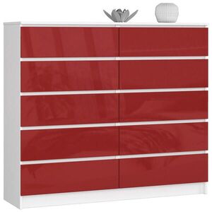 RAUMHIRSCH FURNITURE KOMODA bílá, červená lesklá 121/138/40 obraz