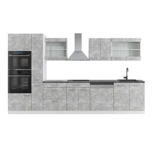 Vicco KUCHYŇSKÁ LINKA R-Line Beton/bílá 350 cm s vysokou skříní, PD Antracit obraz