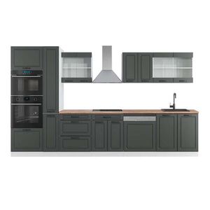 Vicco KUCHYŇSKÁ LINKA R-Line Antracitový venkovský dům/bílá 350 cm s vysokou skříní, PD Dub obraz