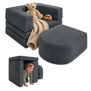 Relaxdays KŘESLO antracitové 4dílná-sada manšestr obraz