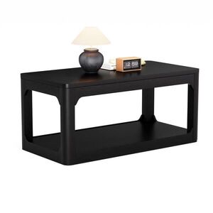 STILVORA KONFERENČNÍ STŮL v černé barvě se 2 policemi a 3cm silnou deskou do obývacího pokoje a ložnice, 100×50×44, 5 cm obraz