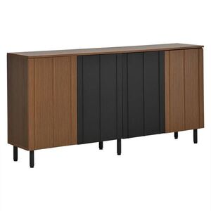 STILVORA KUCHYŇSKÁ SKŘÍŇ v ořechové a černé barvě se 4 dvířky do kuchyně, 160×35×80 cm obraz
