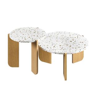 STILVORA SET KONFERENČNÍCH STOLŮ v přírodní barvě se sestavitelným designem do obýváku a na balkon, 70×70×35 cm obraz