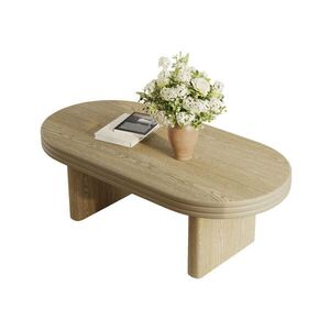 STILVORA KONFERENČNÍ STŮL v přírodní barvě s drážkovaným povrchem a oválným designem, 120×60×41, 5 cm obraz