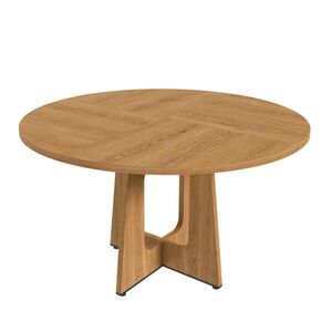 STILVORA JÍDELNÍ STŮL v barvě dubu s MDF deskou a ořechovou dýhou do jídelny a obývacího pokoje, 120×120×76 cm obraz