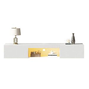 Redom NÍZKÁ komoda 160/31/22 cm s LED osvětlením, Bluetooth ovládáním a závěsným provedením, Bílá obraz