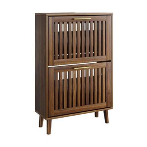 OKWISH BOTNÍK 60 cm z MDF a dřevotřísky ořechový s výklopnými přihrádkami a odpruženými dvířky obraz