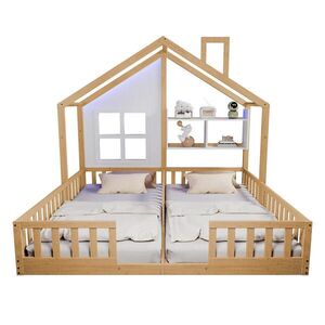 FLIEKS DOMEČKOVÁ POSTEL 90x200cm Dřevo LED Bezpečnostní Zábrana obraz