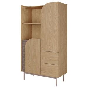 Beautysofa KNIHOVNA Camel se 2 dvířky, 2 zásuvkami a rýhovaným detailem, 90 cm, jarní dub + Toffee obraz