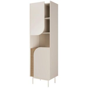 Beautysofa KNIHOVNA Camel se 2 dvířky a rýhovaným detailem, 60 cm, jarní dub + Macadamia obraz