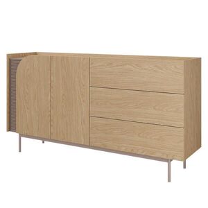 Beautysofa KOMODA Camel se 2 dvířky a 3 zásuvkami, rýhovaný detail, 170 cm, jarní dub + Toffee obraz