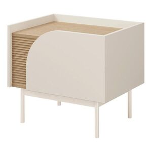 Beautysofa NOČNÍ STOLEK Camel s 1 dvířky a rýhovaným detailem, 57x42 cm, jarní dub + Macadamia, pravý obraz