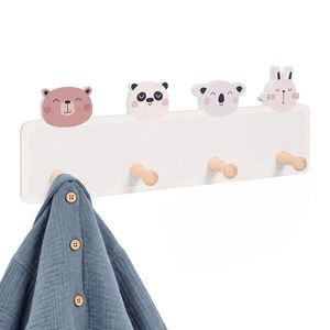 Relaxdays VĚŠÁK Barevný MDF borovicové dřevo 4 háčky 15x38 cm obraz