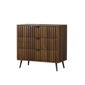 Modfu KOMODA z MDF 80x39x78 cm ořechová se 3 zásuvkami, kovovými úchyty a moderním stylem obraz