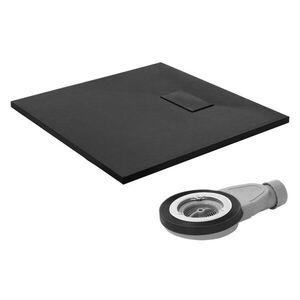 LuxeBath SPRCHOVÁ vanička 80 x 80 cm, černá, s odtokovou sadou z SMC obraz