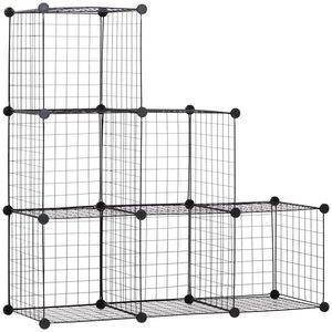 HOMCOM STOJANOVÁ POLIČKA se 6 přihrádkami, černá, 109 x 37 x 109 cm obraz