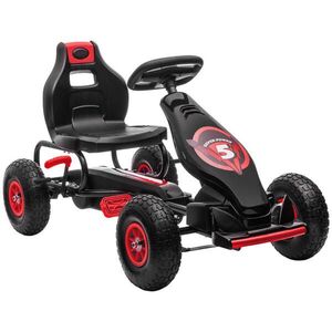 HOMCOM GOKART, dětské vozidlo s nastavitelným sedadlem, šlapací auto, červená+černá obraz