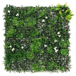 ECD-Germany UMĚLÉ ROSTLINY – NÁSTĚNNÝ PANEL White Bloom 100 x 100 cm, zelený, z plastu obraz