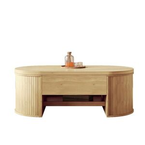 Modfu KONFERENČNÍ stolek z MDF 110x55x40 cm přírodní výškově nastavitelný s úložným prostorem a výsuvnou policí obraz