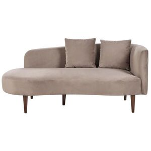 Beliani ČALOUNĚNÉ LEHÁTKO CHAISE LONGUE Sametová látka taupe pravostranné Chaumont obraz