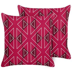 Beliani ZAHRADNÍ POLŠTÁŘ sada 2 ks geometrický vzor růžový 45/45 cm Mezzano obraz
