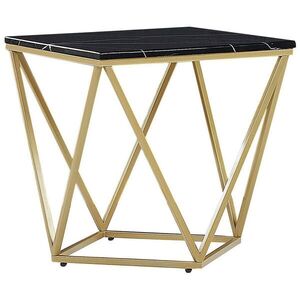 Beliani PŘÍSTAVNÝ STOLEK černý/zlatý Mramor Look čtvercový 50/50 cm Malibu obraz