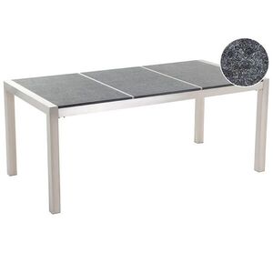 Beliani ZAHRADNÍ STŮL Nerezová ocel/Přírodní kámen černý opálené 180/90 cm Grosseto obraz