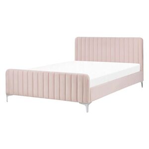 Beliani ČALOUNĚNÁ POSTEL 140/200 cm Pastelově růžová Lunan obraz