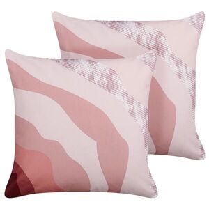 Beliani ZAHRADNÍ POLŠTÁŘ sada 2 ks abstraktní Motiv pastelově růžový 45/45 cm Campei obraz