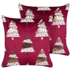 Beliani DEKORATIVNÍ POLŠTÁŘ sada 2 ks Červený 45/45 cm Goldspruce obraz