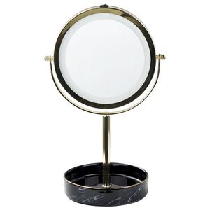 Beliani KOSMETICKÉ ZRCADLO zlaté/černé s LED osvětlením 26 cm Savoie obraz