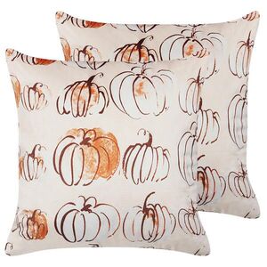 Beliani DEKORATIVNÍ POLŠTÁŘ sada 2 ks Béžový 45/45 cm Cucurbita obraz