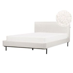 Beliani POSTEL s roštem 140/200 cm Bouclé Krémově bílá Corio obraz