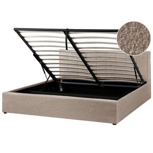 Beliani POSTEL s úložným prostorem 180/200 cm Bouclé Taupe Montlaur obraz