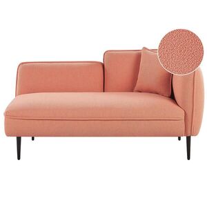 Beliani ČALOUNĚNÉ LEHÁTKO CHAISE LONGUE Bouclé broskvově růžové pravostranné Chevannes obraz