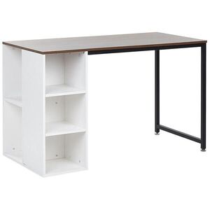 Beliani PSACÍ STŮL bílý/tmavší Odstín dřeva 120/60/75 cm Dese obraz