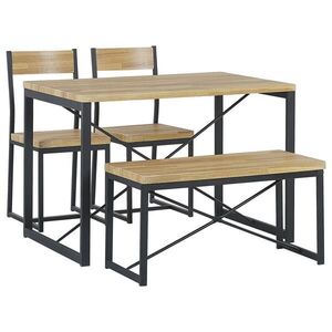 Beliani JÍDELNÍ SESTAVA Světle hnědá, Černá 4-místná 110/70 cm 2 Stühle a Lavice Flixton obraz