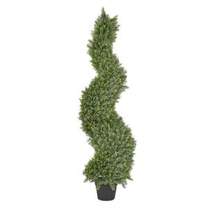Beliani UMĚLÁ ROSTLINA v květináči 126 cm Zelená/Černá Cypress Spiral Tree obraz
