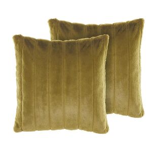 Beliani DEKORATIVNÍ POLŠTÁŘ sada 2 ks Olivově zelený 45/45 cm Pumila obraz
