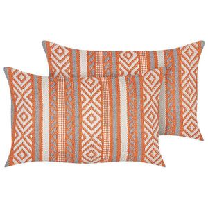 Beliani DEKORATIVNÍ POLŠTÁŘ sada 2 ks Oranžový 50/30 cm Inula obraz
