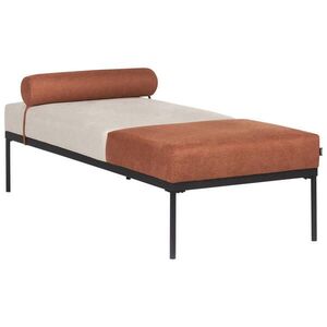 Beliani ČALOUNĚNÉ LEHÁTKO CHAISE LONGUE Umělý len Zlatohnědé Malmos obraz