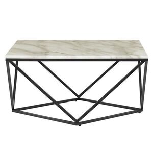 Beliani KONFERENČNÍ STOLEK Mramor Look béžový/černý čtvercový 80/80 cm Malibu obraz