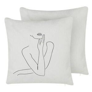 Beliani DEKORATIVNÍ POLŠTÁŘ sada 2 ks Bílý 45/45 cm Meadowfoam obraz