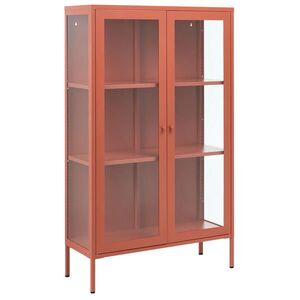 Beliani VITRÍNA se skleněnými dveřmi Kov 90 cm Zlatohnědá Nash obraz