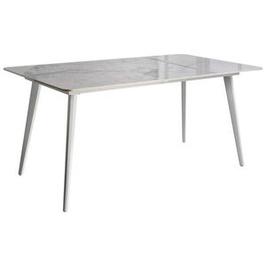Beliani ZAHRADNÍ STŮL 160/90 cm Kámen Bílý Mramor Rodallo obraz